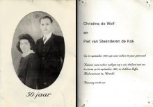 1992 50-jarig huwelijk Pieter van Steenderen de Kok en Christina de Wolf  